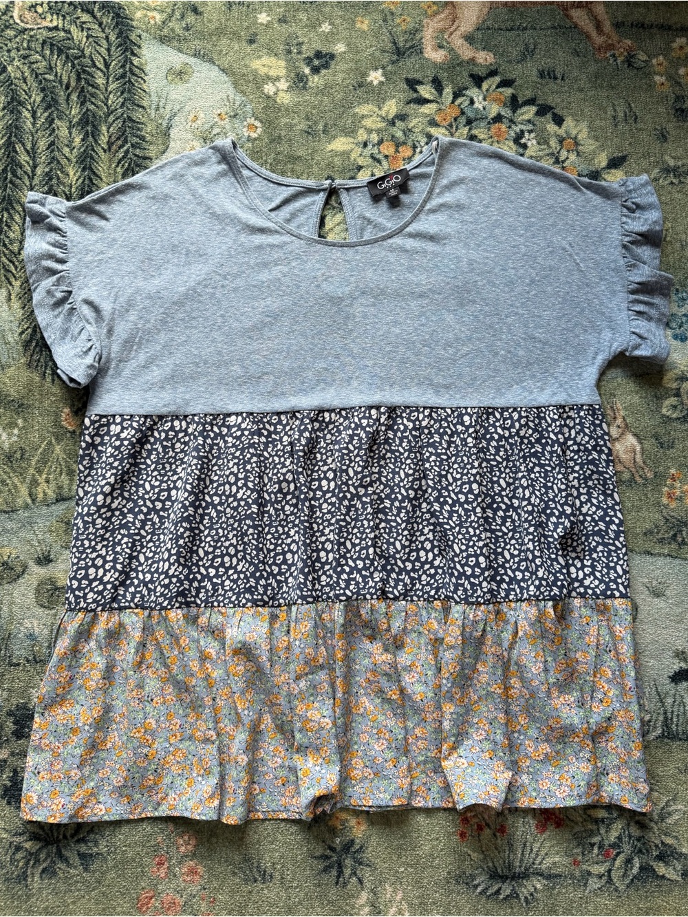Lightweight Babydoll Top Floral print and ruffle sleeves